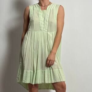Sea Foam Green Cotton Mini Dress-XS